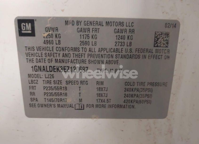 Photo 9 of 2014 Chevrolet Equinox LTZ (VIN 1GNALDEK3EZ120687)