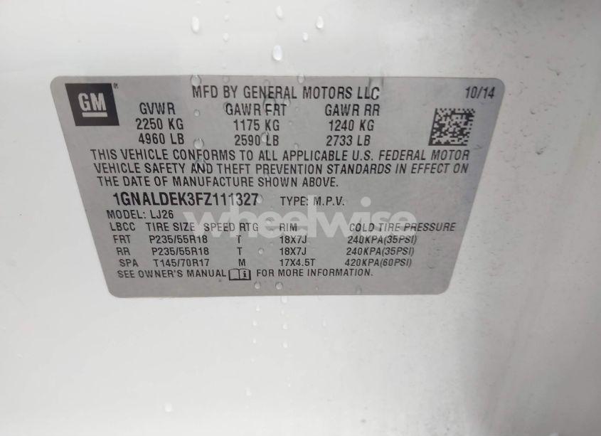 Photo 9 of 2015 Chevrolet Equinox LTZ (VIN 1GNALDEK3FZ111327)