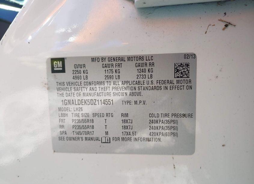 Photo 9 of 2013 Chevrolet Equinox 1LT (VIN 1GNALDEK5DZ114551)