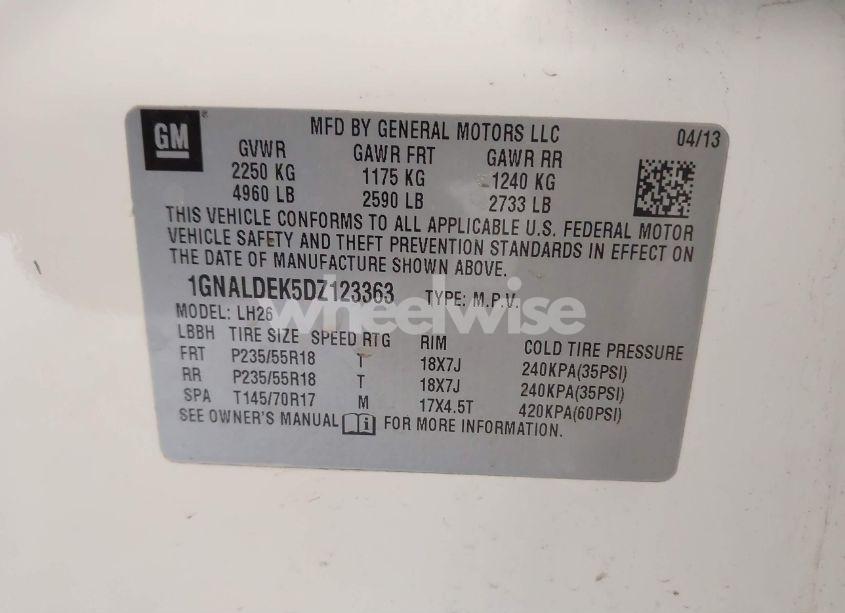 Photo 9 of 2013 Chevrolet Equinox 1LT (VIN 1GNALDEK5DZ123363)