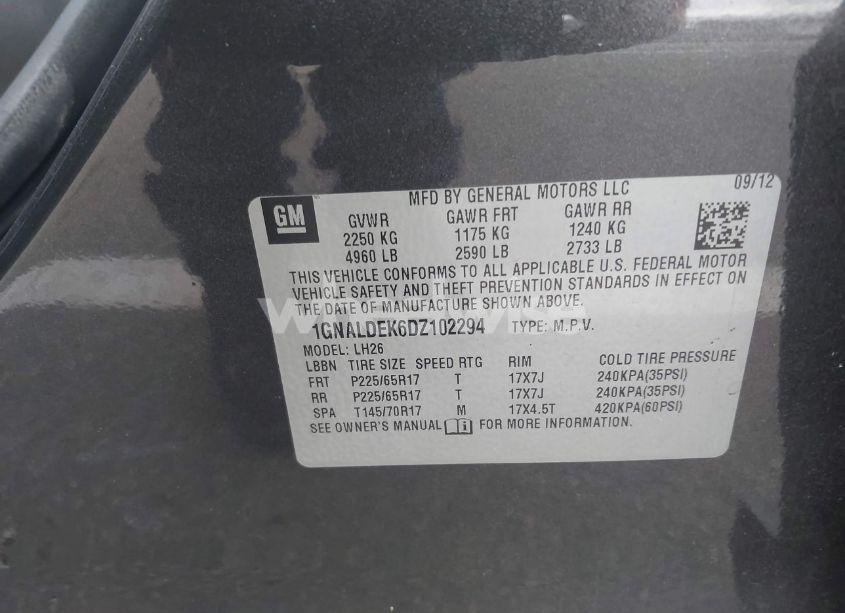 Photo 9 of 2013 Chevrolet Equinox 1LT (VIN 1GNALDEK6DZ102294)