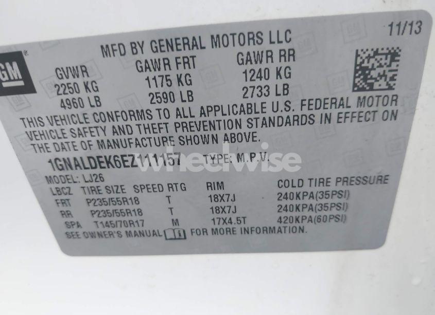 Photo 9 of 2014 Chevrolet Equinox LTZ (VIN 1GNALDEK6EZ111157)