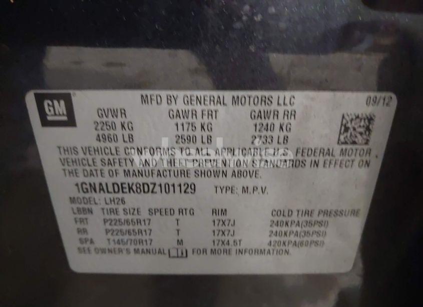 Photo 9 of 2013 Chevrolet Equinox 1LT (VIN 1GNALDEK8DZ101129)