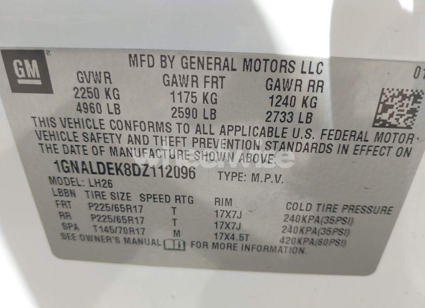 Photo 9 of 2013 Chevrolet Equinox 1LT (VIN 1GNALDEK8DZ112096)