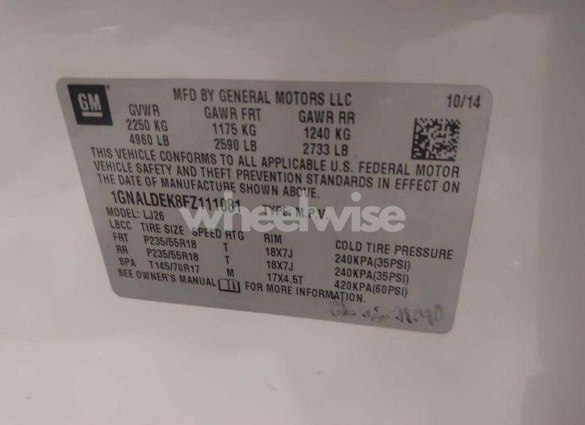 Photo 9 of 2015 Chevrolet Equinox LTZ (VIN 1GNALDEK8FZ111081)