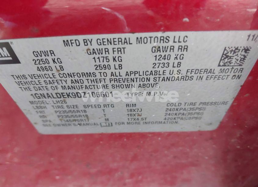 Photo 9 of 2013 Chevrolet Equinox 1LT (VIN 1GNALDEK9DZ106601)