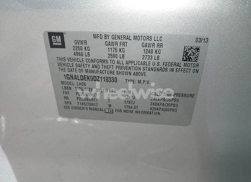 Photo 9 of 2013 Chevrolet Equinox 1LT (VIN 1GNALDEK9DZ118330)