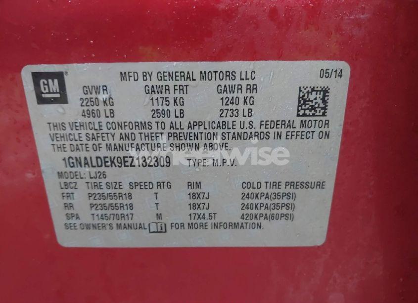 Photo 9 of 2014 Chevrolet Equinox LTZ (VIN 1GNALDEK9EZ132309)
