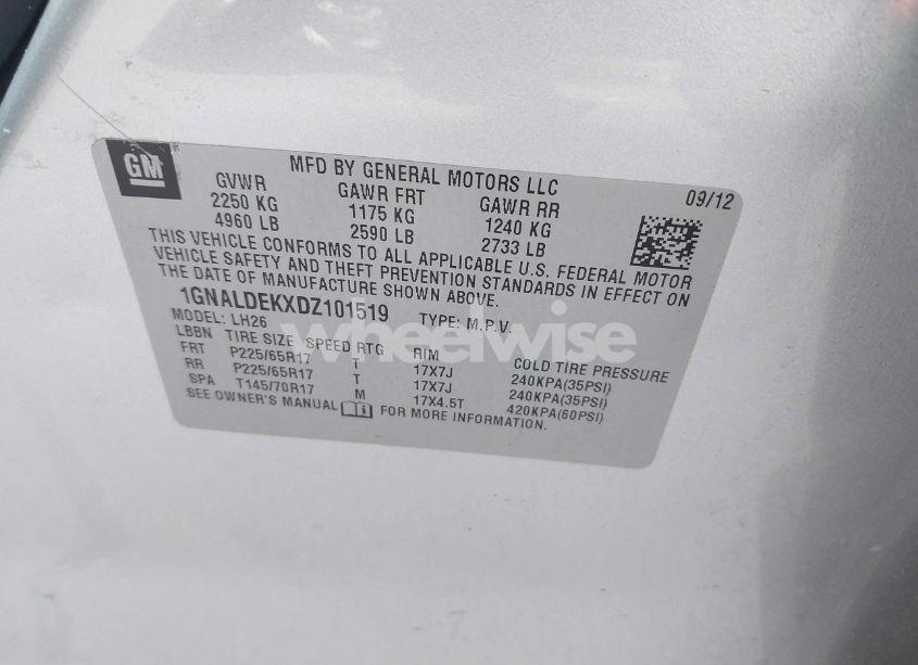 Photo 9 of 2013 Chevrolet Equinox 1LT (VIN 1GNALDEKXDZ101519)