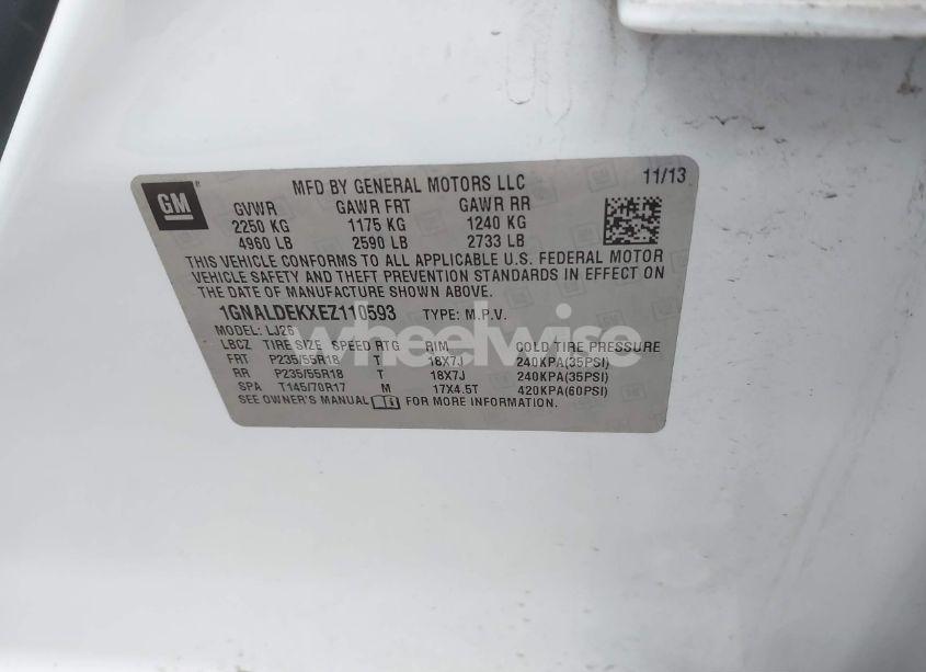 Photo 9 of 2014 Chevrolet Equinox LTZ (VIN 1GNALDEKXEZ110593)