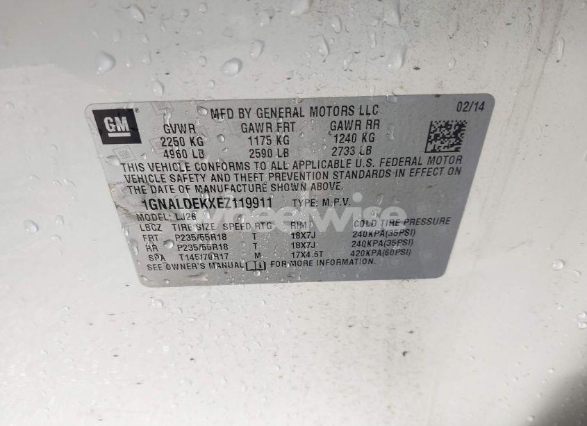 Photo 9 of 2014 Chevrolet Equinox LTZ (VIN 1GNALDEKXEZ119911)