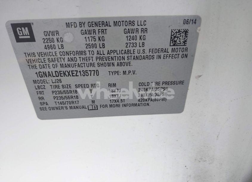 Photo 9 of 2014 Chevrolet Equinox LTZ (VIN 1GNALDEKXEZ135770)