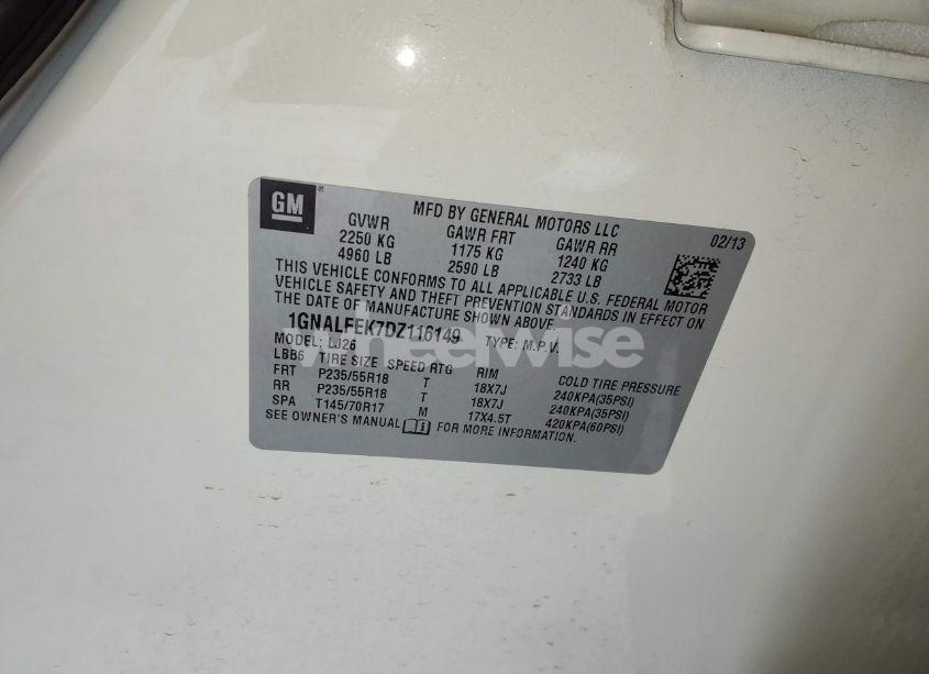 Photo 9 of 2013 Chevrolet Equinox LTZ (VIN 1GNALFEK7DZ116149)