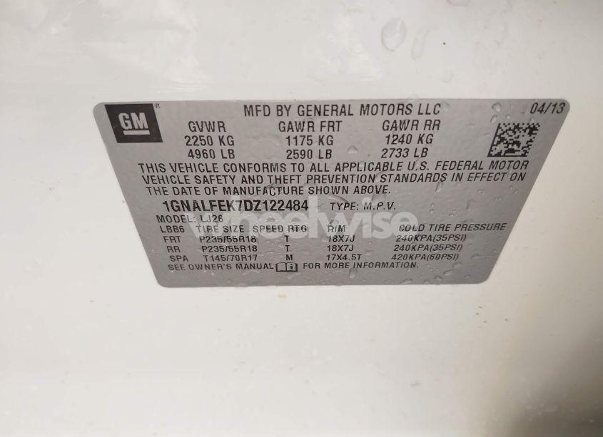 Photo 9 of 2013 Chevrolet Equinox LTZ (VIN 1GNALFEK7DZ122484)