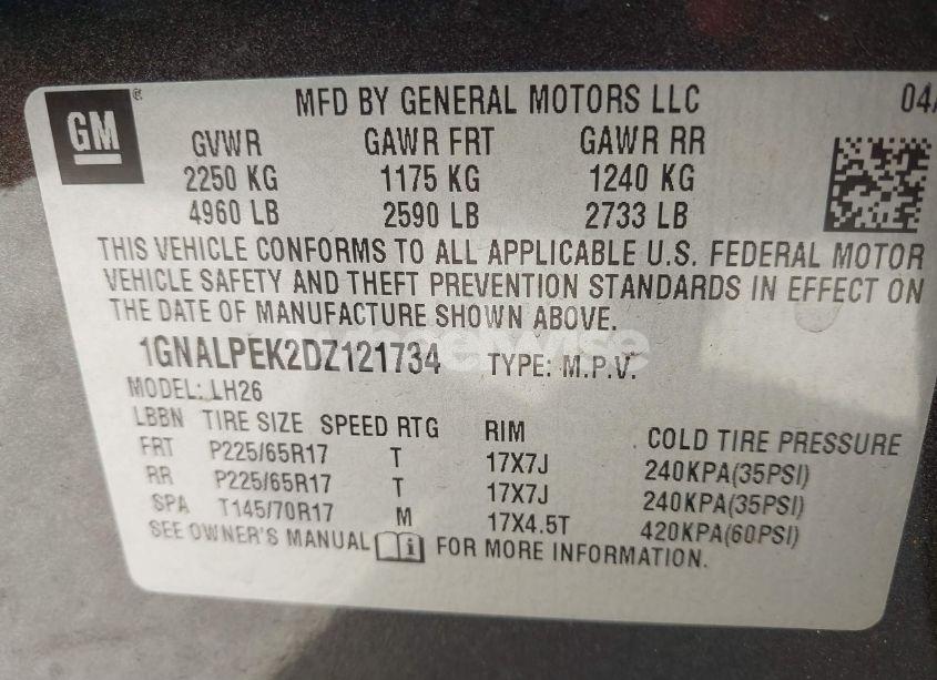 Photo 9 of 2013 Chevrolet Equinox 2LT (VIN 1GNALPEK2DZ121734)