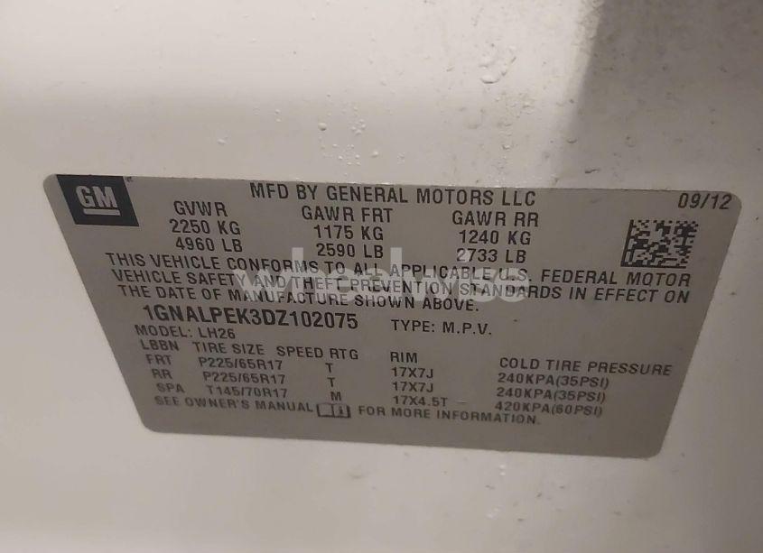 Photo 9 of 2013 Chevrolet Equinox 2LT (VIN 1GNALPEK3DZ102075)