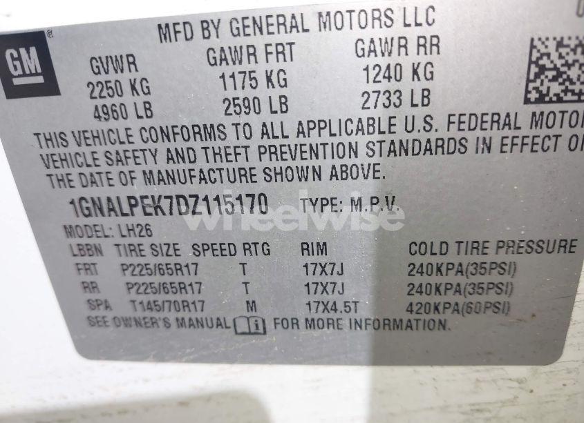 Photo 9 of 2013 Chevrolet Equinox 2LT (VIN 1GNALPEK7DZ115170)