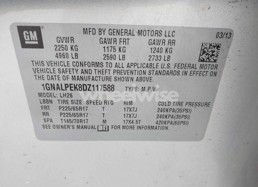 Photo 9 of 2013 Chevrolet Equinox 2LT (VIN 1GNALPEK8DZ117588)