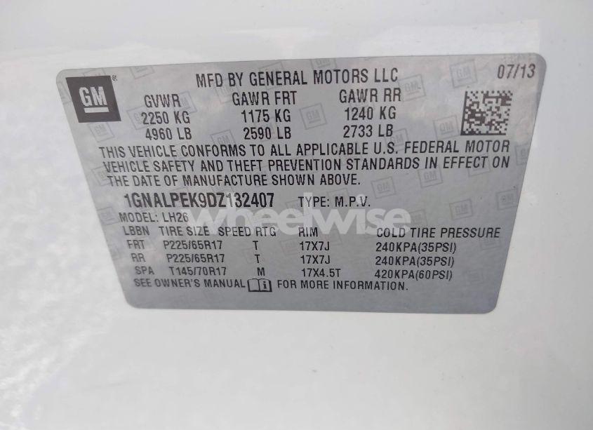 Photo 9 of 2013 Chevrolet Equinox 2LT (VIN 1GNALPEK9DZ132407)