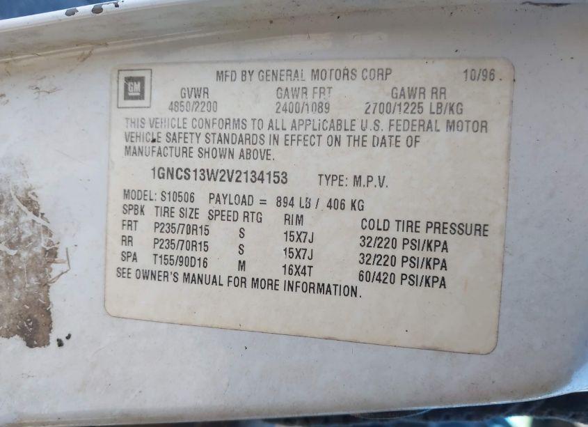 Photo 9 of 1997 Chevrolet Blazer LS (VIN 1GNCS13W2V2134153)