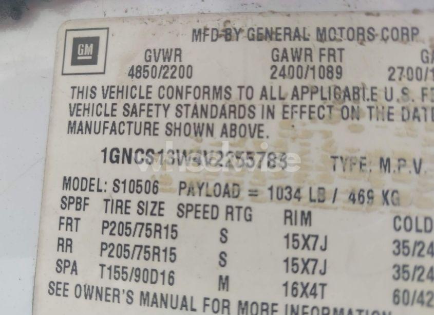 Photo 9 of 1997 Chevrolet Blazer LS (VIN 1GNCS13W4V2255783)