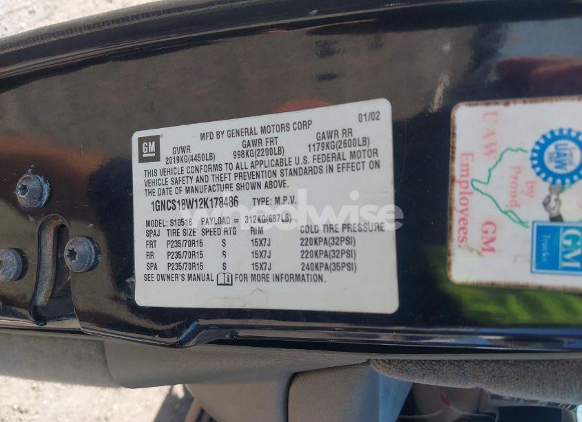 Photo 9 of 2002 Chevrolet Blazer LS (VIN 1GNCS18W12K178486)