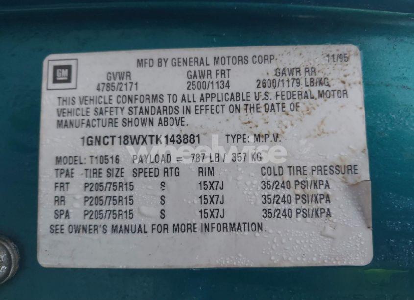 Photo 9 of 1996 Chevrolet Blazer (VIN 1GNCT18WXTK143881)