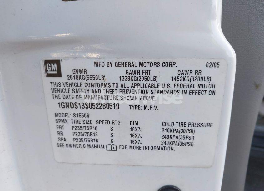 Photo 9 of 2005 Chevrolet Trailblazer LS (VIN 1GNDS13S052280519)