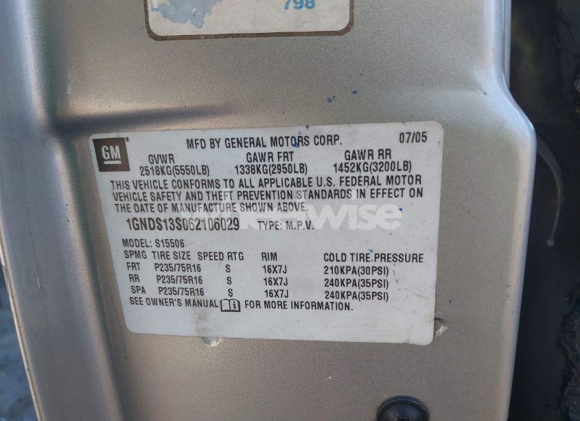 Photo 9 of 2006 Chevrolet Trailblazer LS (VIN 1GNDS13S062106029)