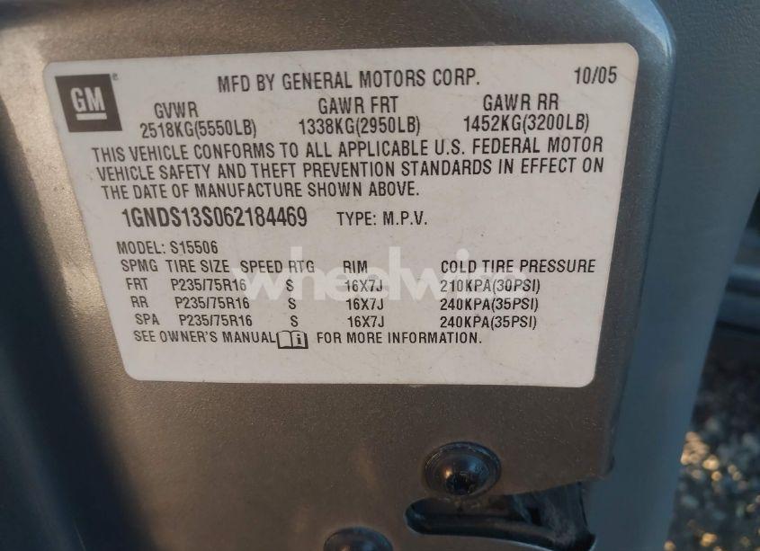 Photo 9 of 2006 Chevrolet Trailblazer LS (VIN 1GNDS13S062184469)