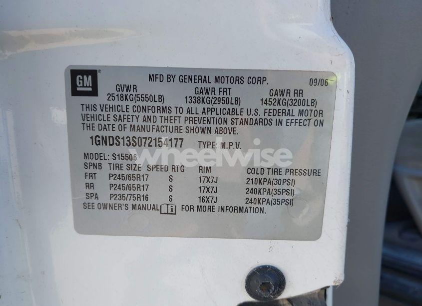 Photo 9 of 2007 Chevrolet Trailblazer LS (VIN 1GNDS13S072154177)