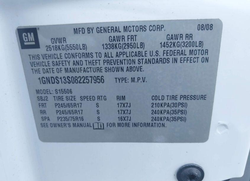 Photo 9 of 2008 Chevrolet Trailblazer LT (VIN 1GNDS13S082257956)