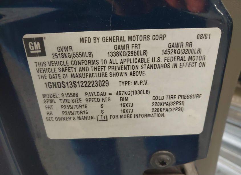 Photo 9 of 2002 Chevrolet Trailblazer LT (VIN 1GNDS13S122223029)