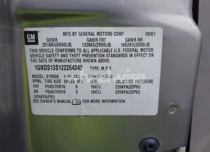 Photo 9 of 2002 Chevrolet Trailblazer LS (VIN 1GNDS13S122264342)