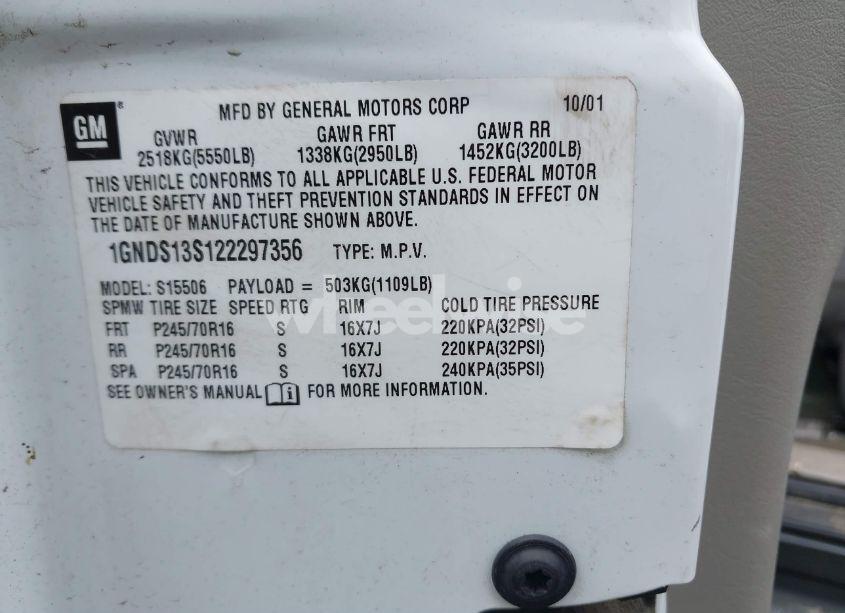 Photo 9 of 2002 Chevrolet Trailblazer LT (VIN 1GNDS13S122297356)