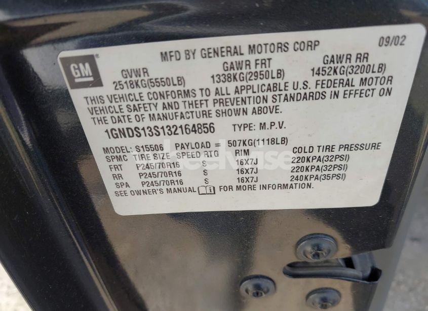 Photo 9 of 2003 Chevrolet Trailblazer LS (VIN 1GNDS13S132164856)