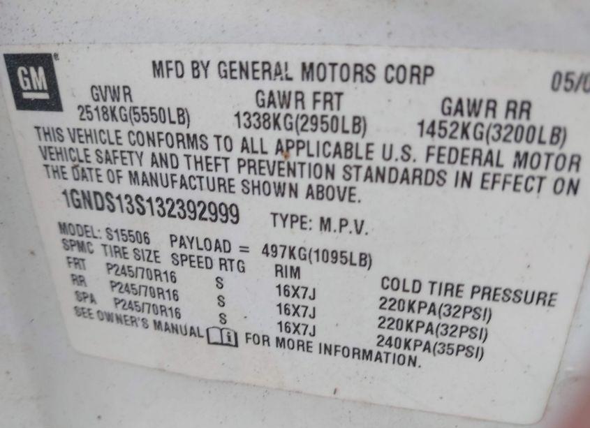 Photo 9 of 2003 Chevrolet Trailblazer LT (VIN 1GNDS13S132392999)