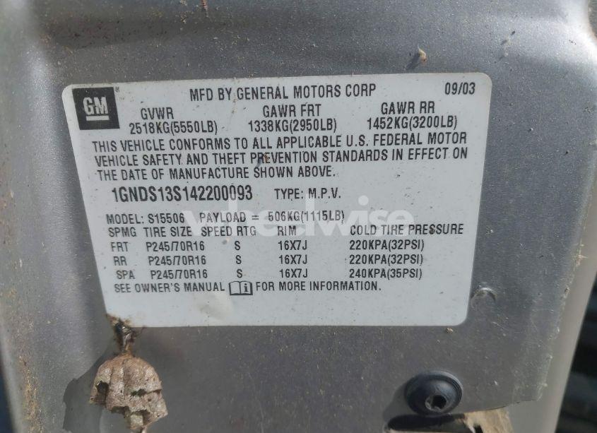 Photo 9 of 2004 Chevrolet Trailblazer LS (VIN 1GNDS13S142200093)