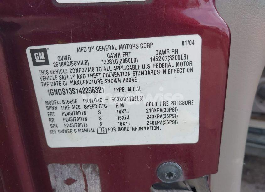 Photo 9 of 2004 Chevrolet Trailblazer LS (VIN 1GNDS13S142295321)