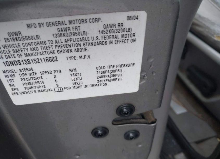 Photo 9 of 2005 Chevrolet Trailblazer LS (VIN 1GNDS13S152116602)