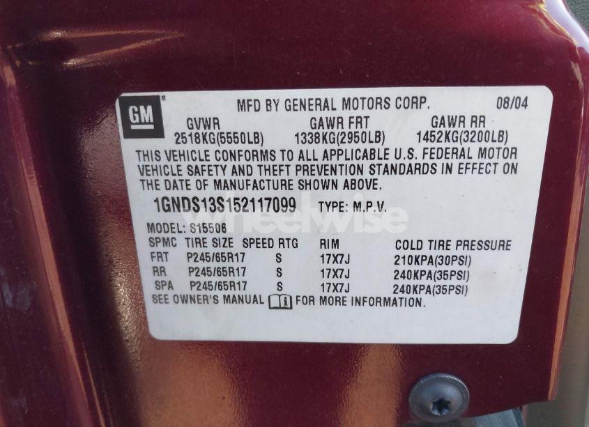 Photo 9 of 2005 Chevrolet Trailblazer LS (VIN 1GNDS13S152117099)