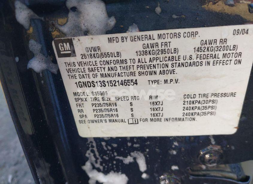 Photo 9 of 2005 Chevrolet Trailblazer LS (VIN 1GNDS13S152146554)