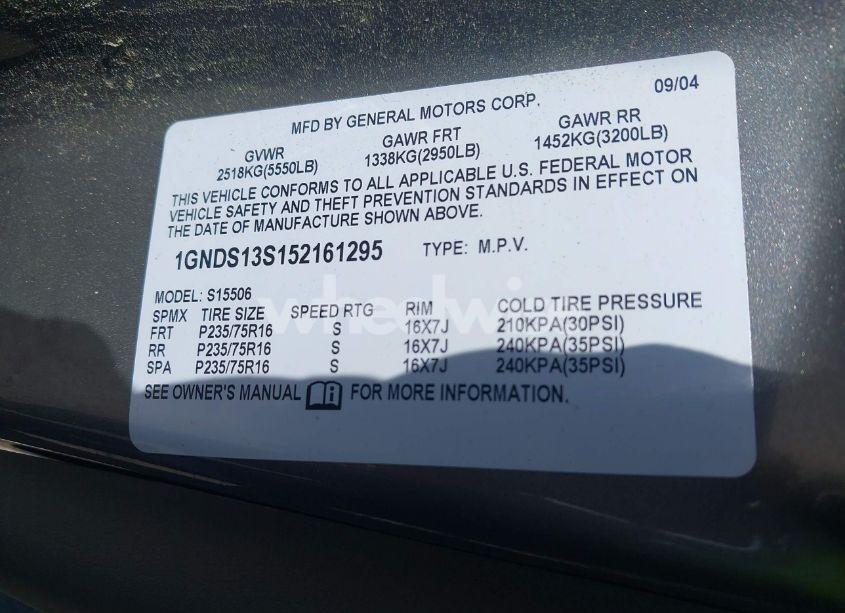 Photo 9 of 2005 Chevrolet Trailblazer LS (VIN 1GNDS13S152161295)