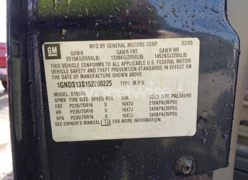 Photo 9 of 2005 Chevrolet Trailblazer LS (VIN 1GNDS13S152288225)