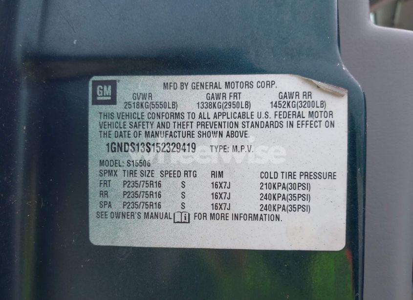 Photo 9 of 2005 Chevrolet Trailblazer LS (VIN 1GNDS13S152329419)