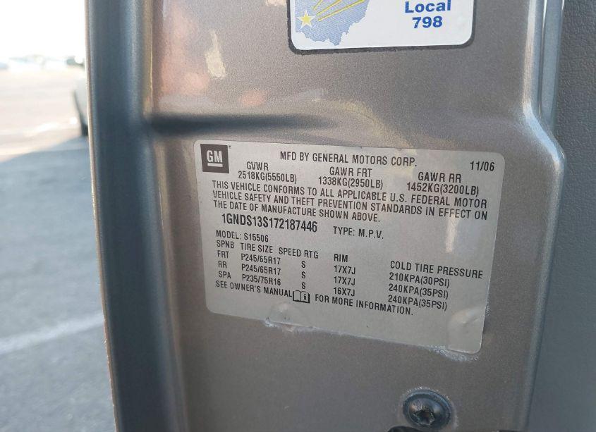 Photo 9 of 2007 Chevrolet Trailblazer LS (VIN 1GNDS13S172187446)