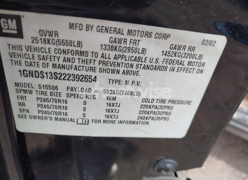 Photo 6 of 2002 Chevrolet Trailblazer LS (VIN 1GNDS13S222392654)