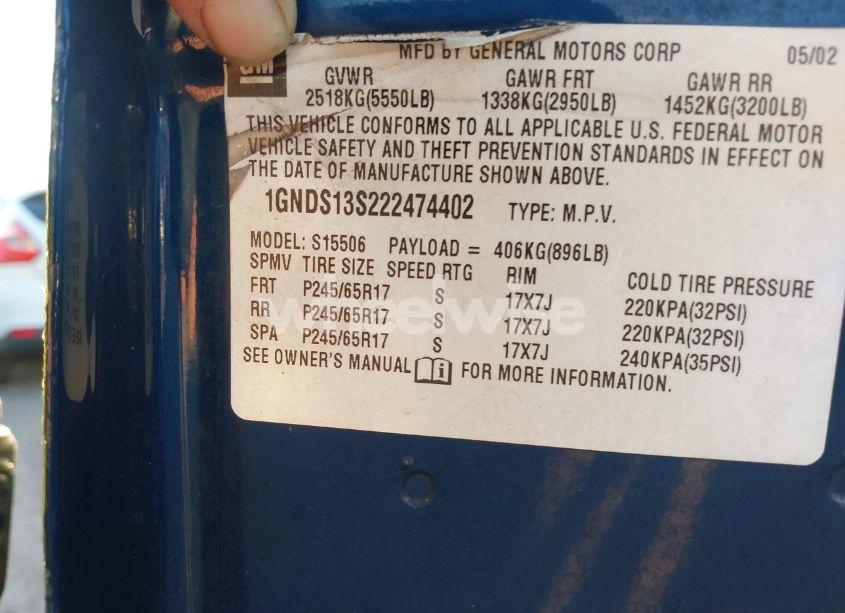 Photo 9 of 2002 Chevrolet Trailblazer LTZ (VIN 1GNDS13S222474402)