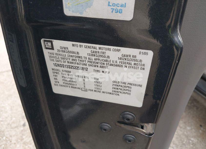 Photo 9 of 2005 Chevrolet Trailblazer LT (VIN 1GNDS13S252250812)