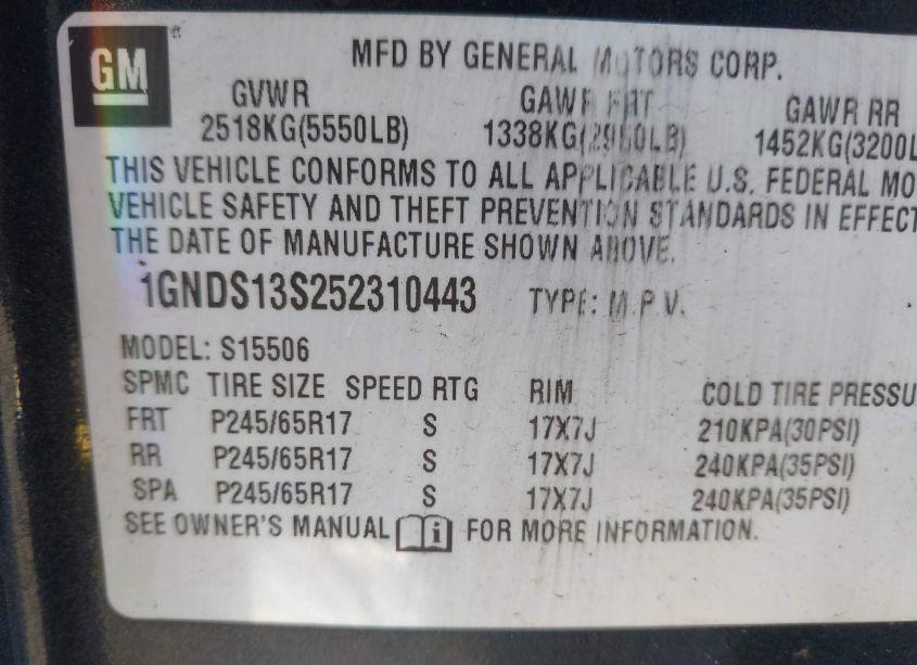 Photo 9 of 2005 Chevrolet Trailblazer LS (VIN 1GNDS13S252310443)